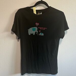 BAMBOO Black Tee with Elephant and Heart Design